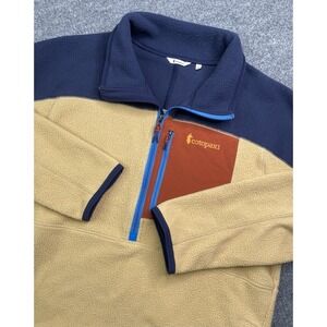 Cotopaxi Fleece Pullover Men Large Tan Blue Teca Half Zip F20471M53